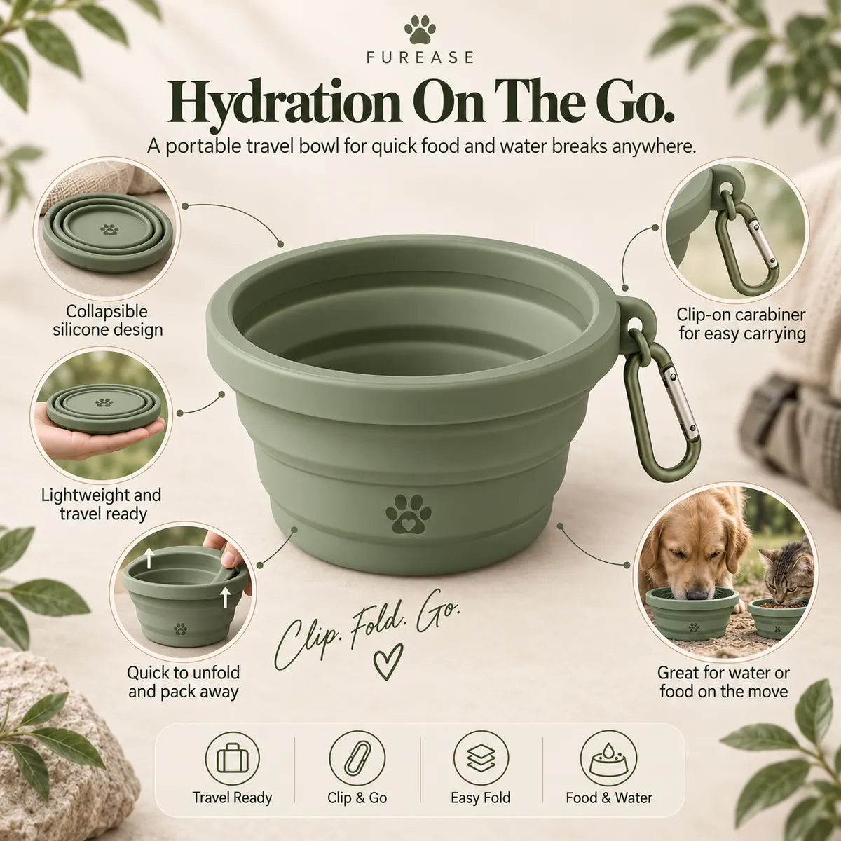 Collapsible Travel Bowl detail