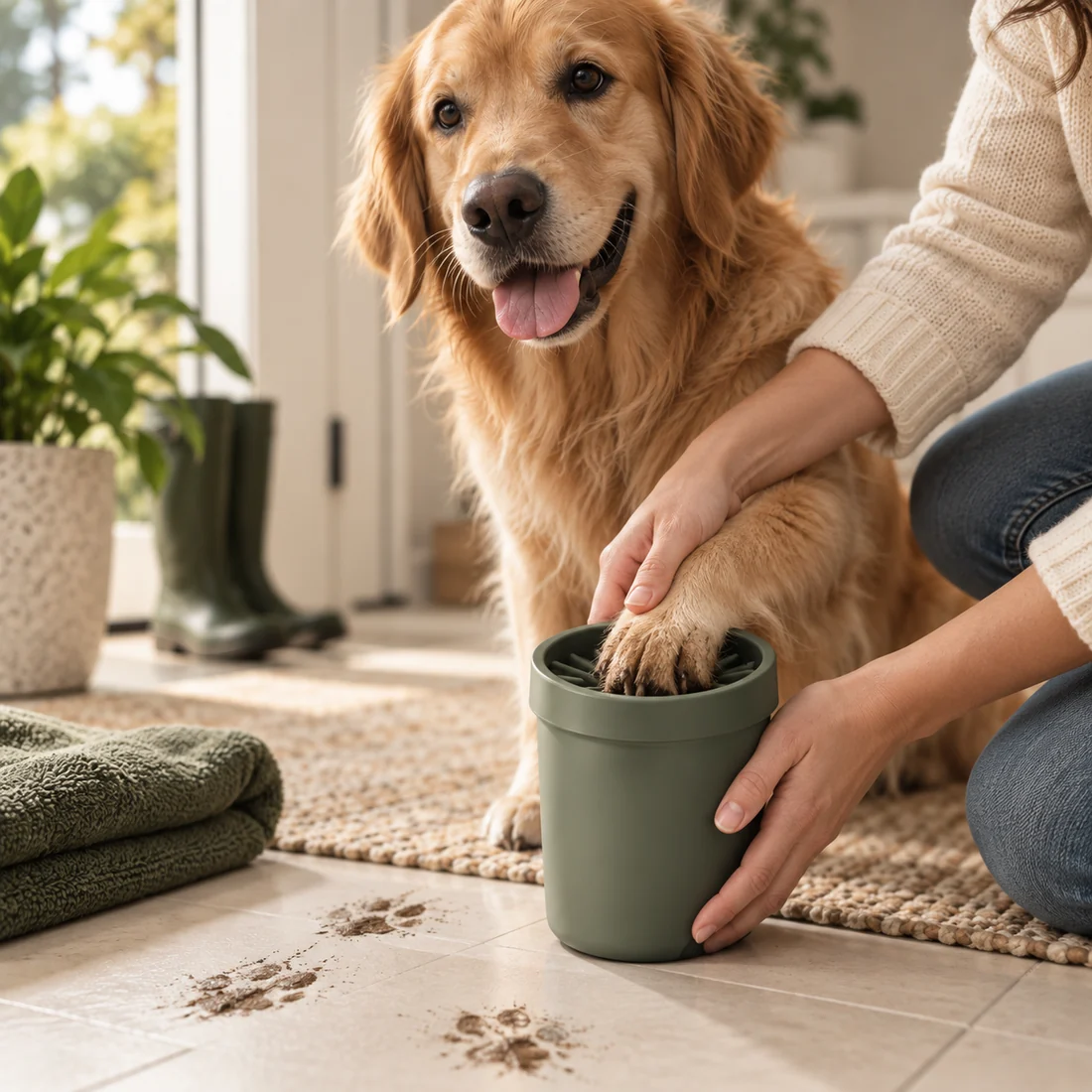 Cleaning a dog paw